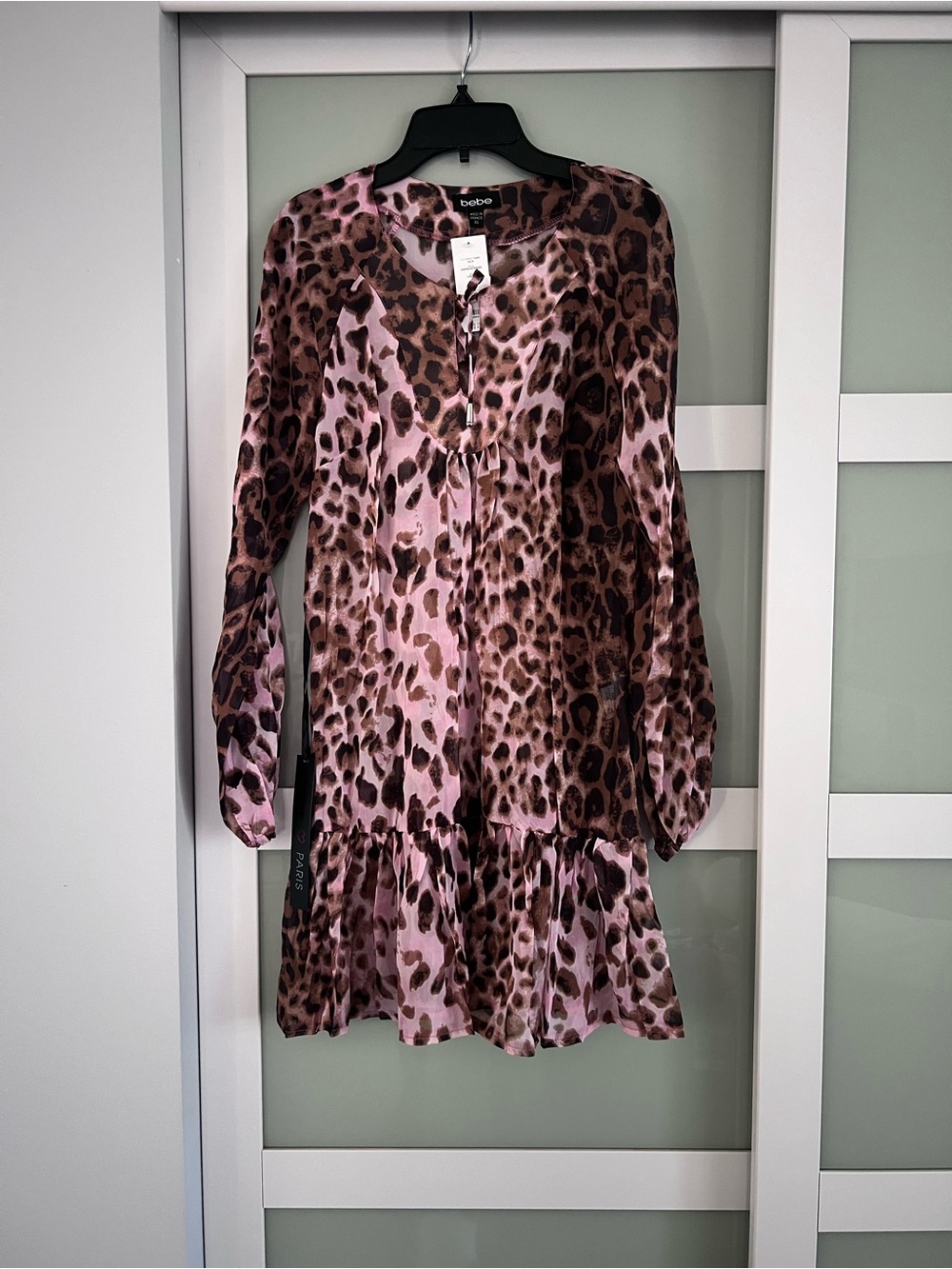 Bebe leopard print sheer dress size xs